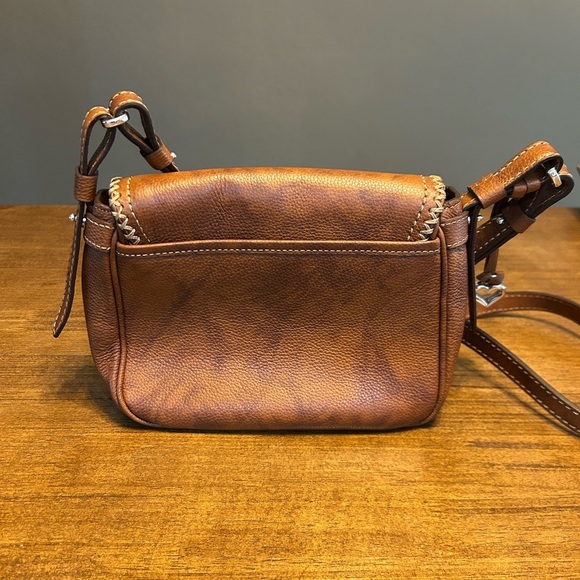 Brighton Vintage Colton Flap Saddle Bag Crossbody Aztec Brown Leather Purse - Picture 11 of 13